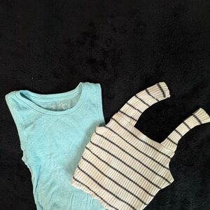 American Eagle Outfitters Blue and Cream Tank Tops